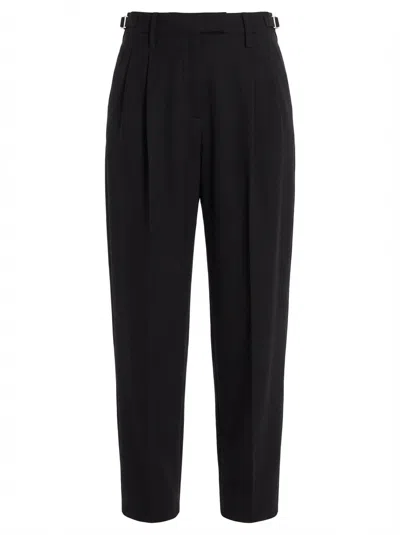 Gucci Self-tie Belt Wool Trousers In Black