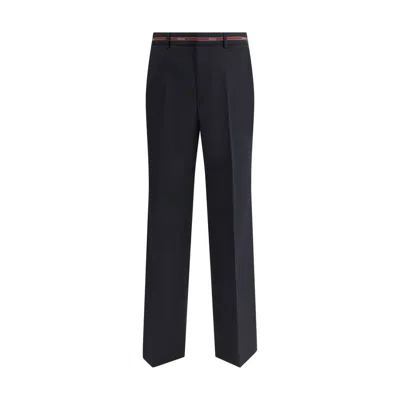 Gucci Selvedge Detail Wool Pants In Black