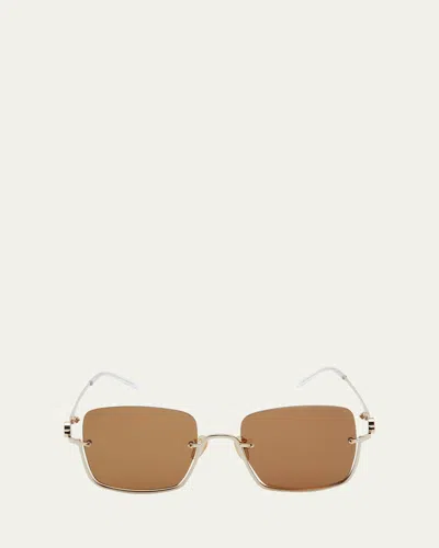 Gucci Semi-rimmed Metal & Acetate Square Sunglasses In Gold