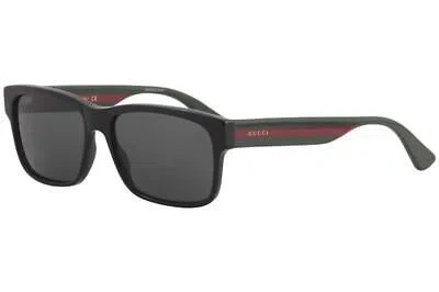 Pre-owned Gucci Sensual Romantic Gg0340s 006 Black Rectangle Sunglasses 58mm In Gray