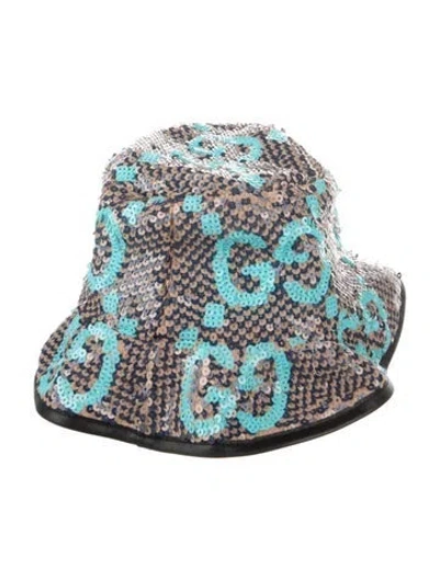 Pre-owned Gucci Sequin Accent Gg Logo Bucket Hat