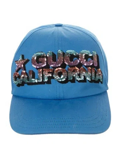 Pre-owned Gucci Sequin Baseball Cap In Blue