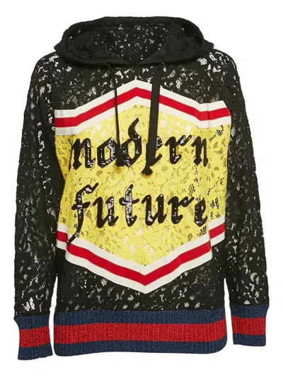 Pre-owned Gucci Sequin-embellished Lace Hoodie