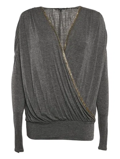 Pre-owned Gucci Sequin-embellished Top In Gray