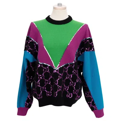 Pre-owned Gucci Sequin Embellished Wool Sweater In Black