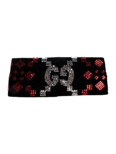 Pre-owned Gucci Sequin Gg Signature Wool Headband In Black