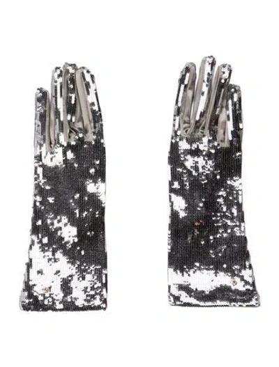 Pre-owned Gucci Sequin Gloves In Gray