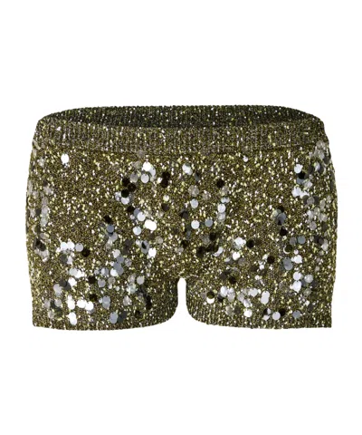 Gucci Sequin Knit Shorts In Green