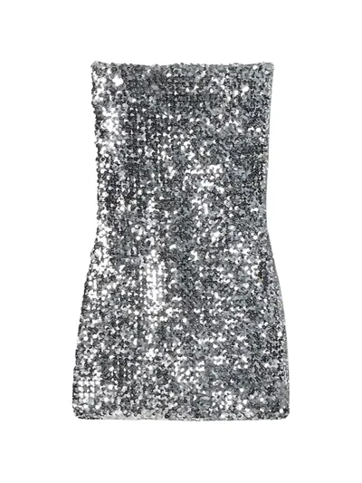 Gucci Sequin Mini Dress In Silver