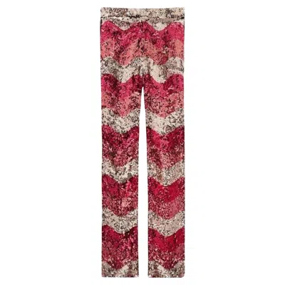 Pre-owned Gucci Sequin Snake Straight Leg Pants In Red It 44 Us 8