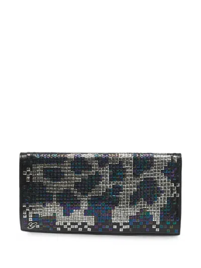 Pre-owned Gucci Sequin-embellished Flap Clutch Bag In Black