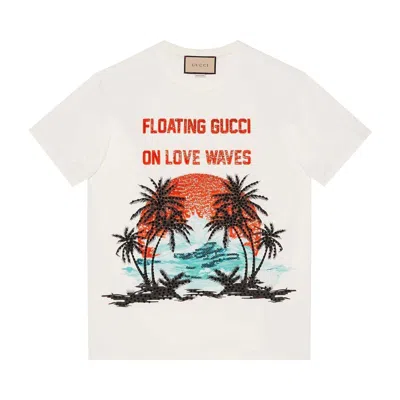 Pre-owned Gucci Sequinned Slogan-print T-shirt 'white' | Women's Size Xs