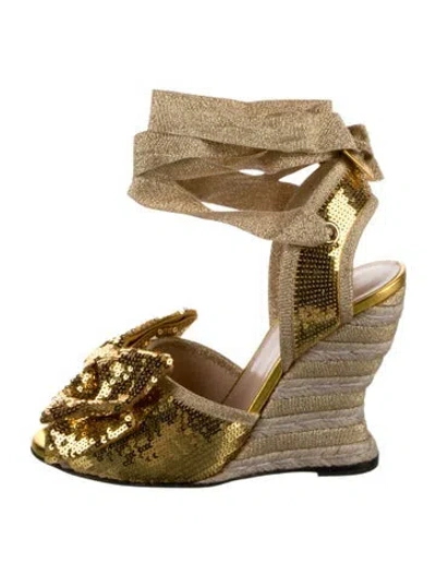 Pre-owned Gucci Sequins Bow Accents Espadrilles