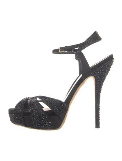 Pre-owned Gucci Sequins Graphic Print Sandals In Blue