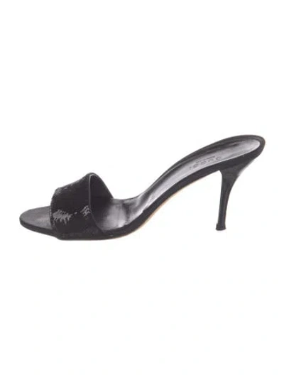 Pre-owned Gucci Sequins Sequin Embellishments Slides In Black
