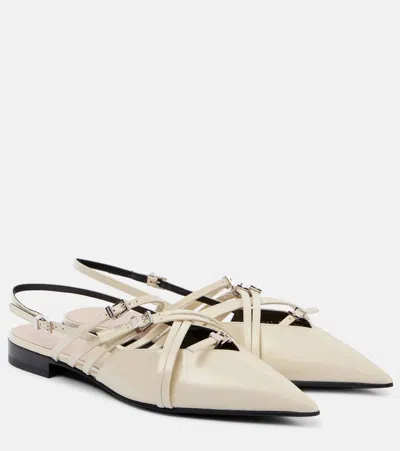 Gucci Seraphine Leather Slingback Flats In White