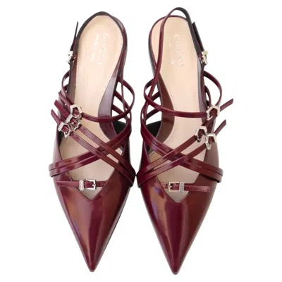 Pre-owned Gucci Seraphine Multi Strap Pointed Toe Flats Size 36.5 In Brown