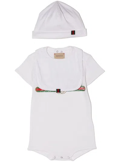 Gucci Babies' Set Neonato Con Stampa In White