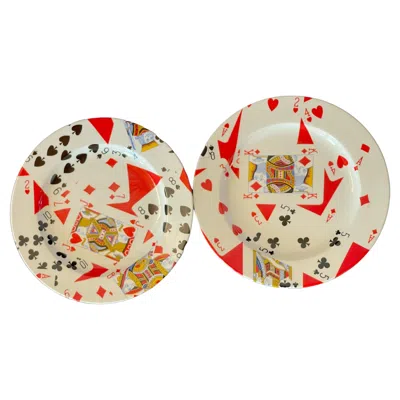 Pre-owned Gucci Set Of 2 Card Plates In Sand