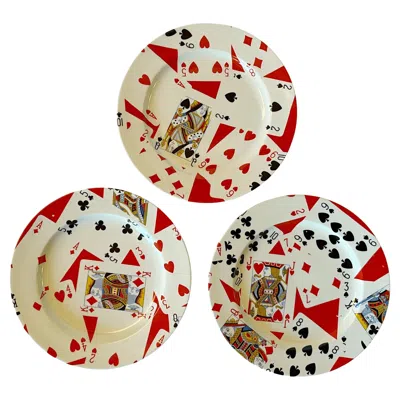 Pre-owned Gucci Set Of 3 Card Plates In Sand