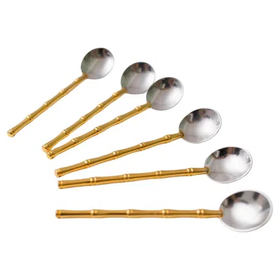 Pre-owned Gucci Set Of 6  Silver Spoons Goldplated Mid Century Design, 1970s In Sand