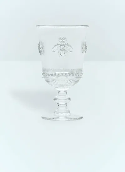 Gucci Set Of Two Bee Wine Glasses In Transparent