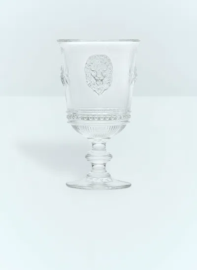 Gucci Set Of Two Lion Wine Glasses In Transparent