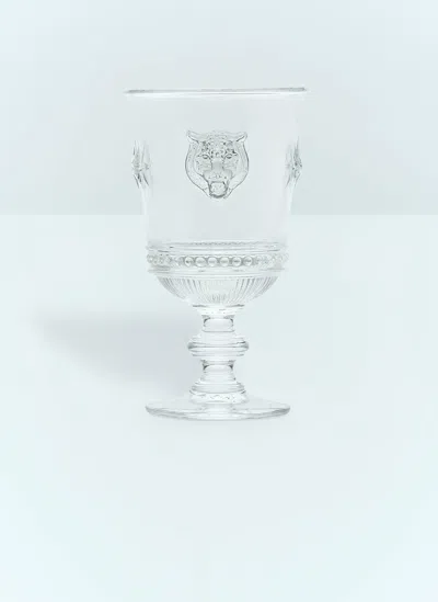 Gucci Set Of Two Tiger Wine Glasses In Transparent