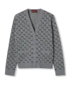 Gucci Wool Jacquard Cardigan With Gg Shadow In Gray