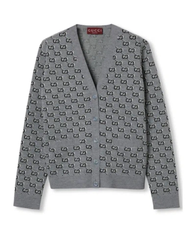 GUCCI GUCCI GG SHADOW JACQUARD CARDIGAN
