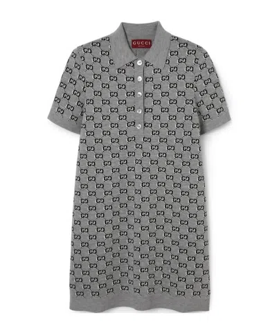 GUCCI GUCCI MONOGRAMMED INTARSIA POLO DRESS