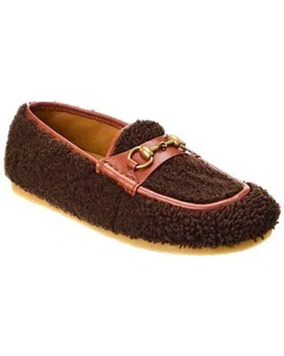 Pre-owned Gucci Shearling & Leather Loafer Men's In Brown