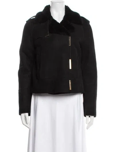 Pre-owned Gucci Shearling Biker Jacket In Black