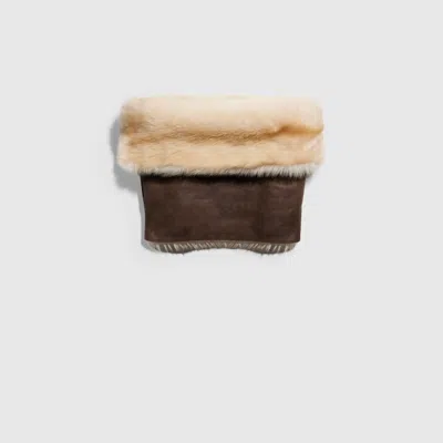 Gucci Shearling Cape In Brown