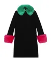 Gucci Black Single-breasted Coat With Detachable Shearling Collar And Cuff In Wool And Cashmere Woma In Black