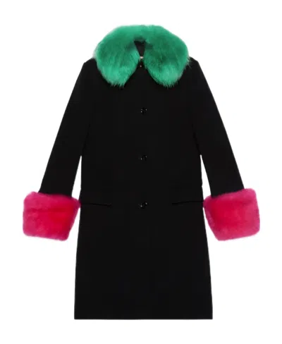 GUCCI SHEARLING-COLLAR CASHMERE COAT