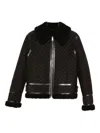 Gucci Shearling-collar Leather Jacket In Brown