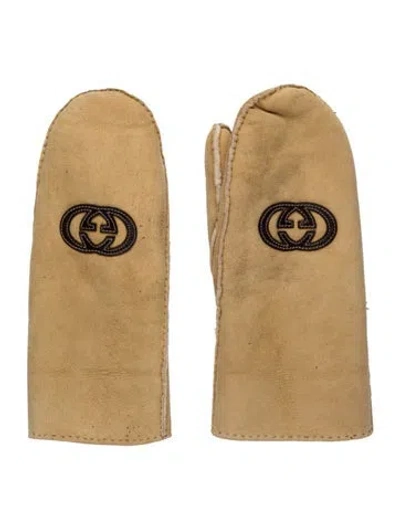 Pre-owned Gucci Shearling Gloves In Brown/neutrals