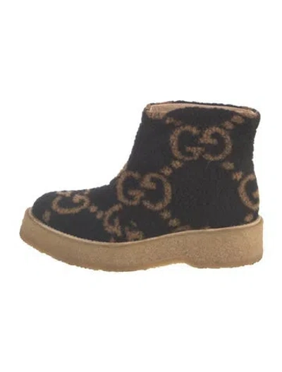 Pre-owned Gucci Shearling Graphic Print Boots In Multicolor
