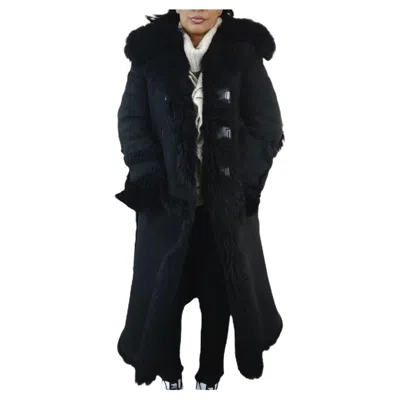 Pre-owned Gucci Shearling Lambs Fur Trench Coat (size 8-s/m) ~no Duties In Black