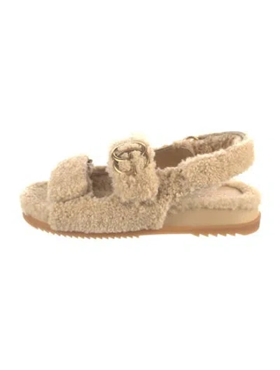 Pre-owned Gucci Shearling Slides W/ Tags In Neutral