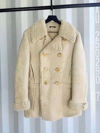 Pre-owned Gucci Shearling Suede Leather Coat Jacket Tom Ford Era In Brown