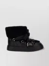 Gucci Shearling Trim Ankle Boots With Metal Eyelets In Black