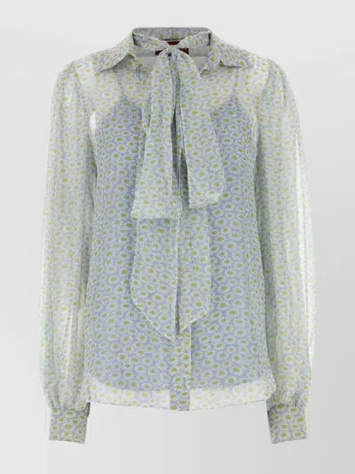 GUCCI SHEER CHIFFON SHIRT FLORAL PATTERN