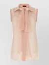 Gucci Sheer Fabric Sleeveless Shirt With Bow Detail