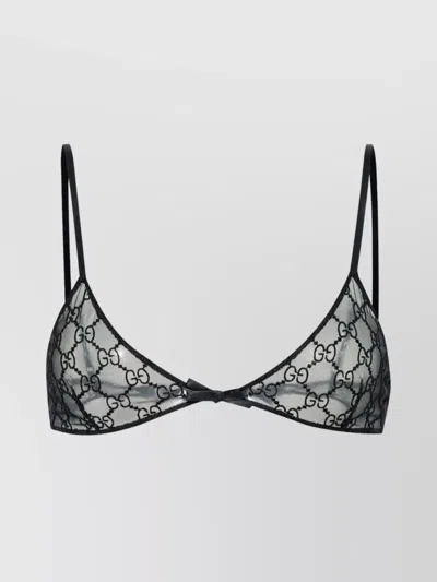 Gucci Embroidered Tulle Bra In Black
