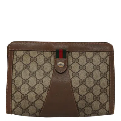 Pre-owned Gucci Sherry Beige Canvas Clutch Bag () In Sand