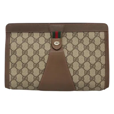 Pre-owned Gucci Sherry Beige Canvas Clutch Bag () In Sand