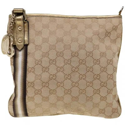 Gucci Sherry Beige Canvas Shoulder Bag ()