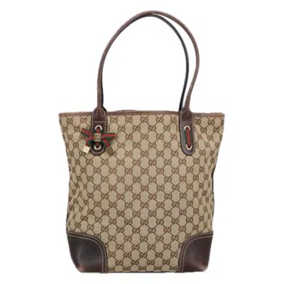 Pre-owned Gucci Sherry Beige Canvas Tote Bag ()